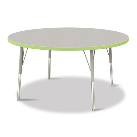 Jonti-Craft Berries Round Activity Table, 48 in. Diameter, E-height, Freckled Gray/Key Lime/Gray 6433JCE130